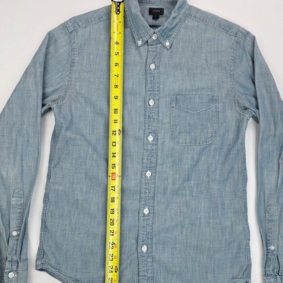 J. Crew Slim Blue Denim Style Button Down Long Sleeve Mens Sz Small Cotton Shirt - Picture 8 of 9